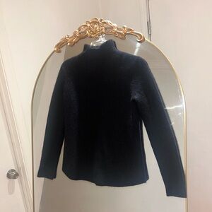 Theory Cashmere Black Mock Neck Ribbed Sweater